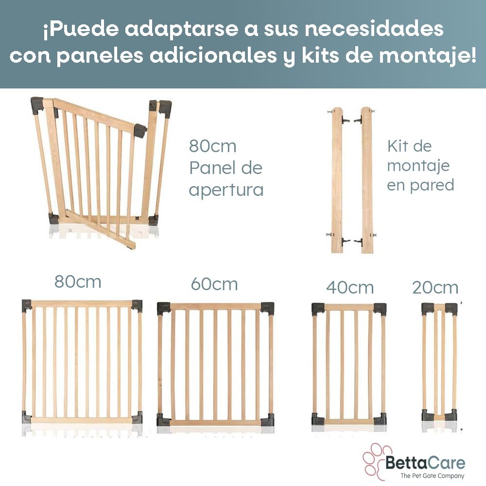 Bettacare Barrera para Perros de Madera con múltiples Paneles, Panel de extensión, Natural, Madera, 20cm, extensión para Barrera para Mascotas o Corral para Mascotas