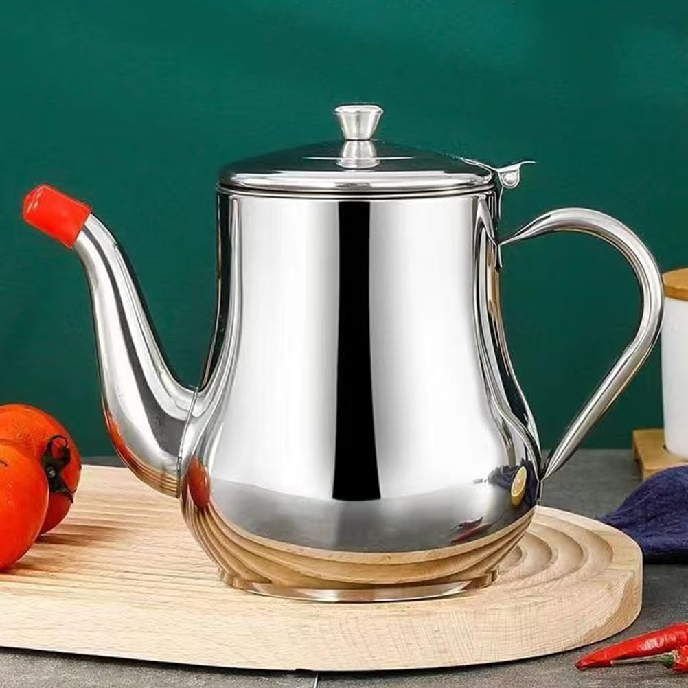 PRETYZOOM Oil Dispenser Stainless Steel Grease Strainer and Container 18oz Bacon Grease Saver with Strainer Oil Storage Pot Grease Keeper with Lid for Bacon Kitchen Cooking or Frying Oil