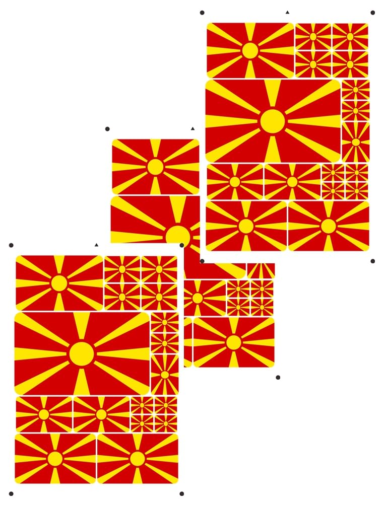 Macedonia Makedonia 3 PCS Decal in Multiple Sizes National Flag Sticker Suitable for Smooth Surfaces Such as Helmets, Computers Refrigerators Car Bumpers (Yellow Macedonia)