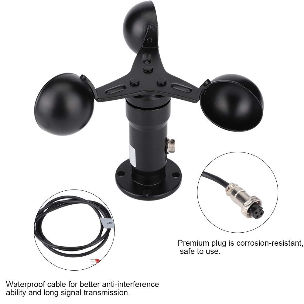 Windgeschwindigkeitsmesser, 3-Tassen-Anemometer aus Aluminiumlegierung mit 0-10V Signalausgang, präzises Windmessgerät für Gewächshäuser, Wetterstationen, Docks und Umweltüberwachung
