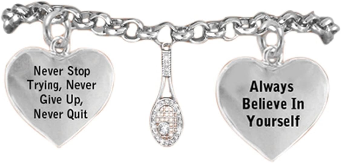 Cardinali Jewelry Always Believe in Yourself, Never Give Up Tennis Hypoallergenic Bracelet, Safe-Nickel Free!