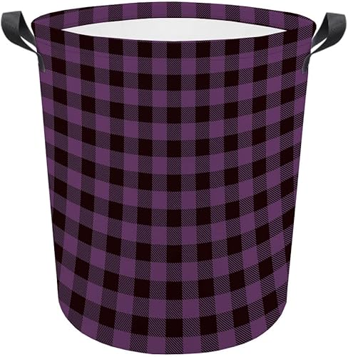 Vista 13 de Cesta de lavandería grande a cuadros de búfalo plegable con asas, bolsa de almacenamiento de ropa impermeable para baño, dormitorio, amarillo y negro