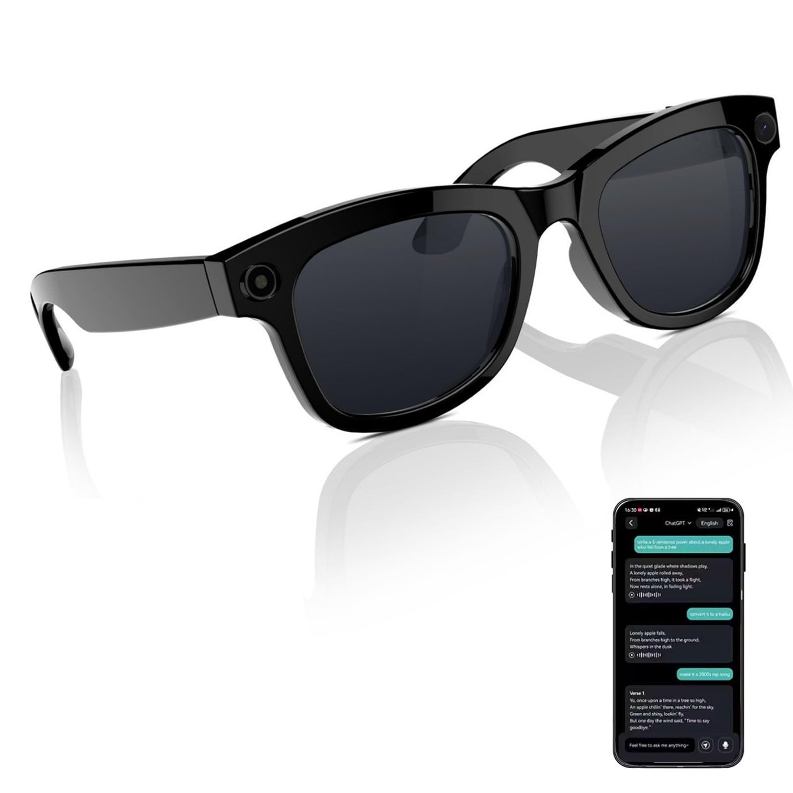 Ai Smart Glasses con Bluetooth, interpretazione simultanea in oltre 100 lingue, fotocamera HD da 8 MP, microfono e altoparlante integrati per viaggi e affari