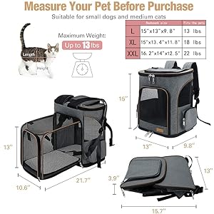 Lekereise-Cat-Backpack-Expandable-Pet-Carrier-Backpack-for-Small-Cats-and-Dogs-Airline-Approved-Foldable-Dog-Carrier-Backpack-with-Inner-Safety-Leash-Grey - Cucciolini Doodles   Lekereise-Cat-Backpack-Expandable-Pet-Carrier-Backpack-for-Small-Cats-and-Dogs-Airline-Approved-Foldable-Dog-Carrier-Backpack-with-Inner-Safety-Leash-Grey