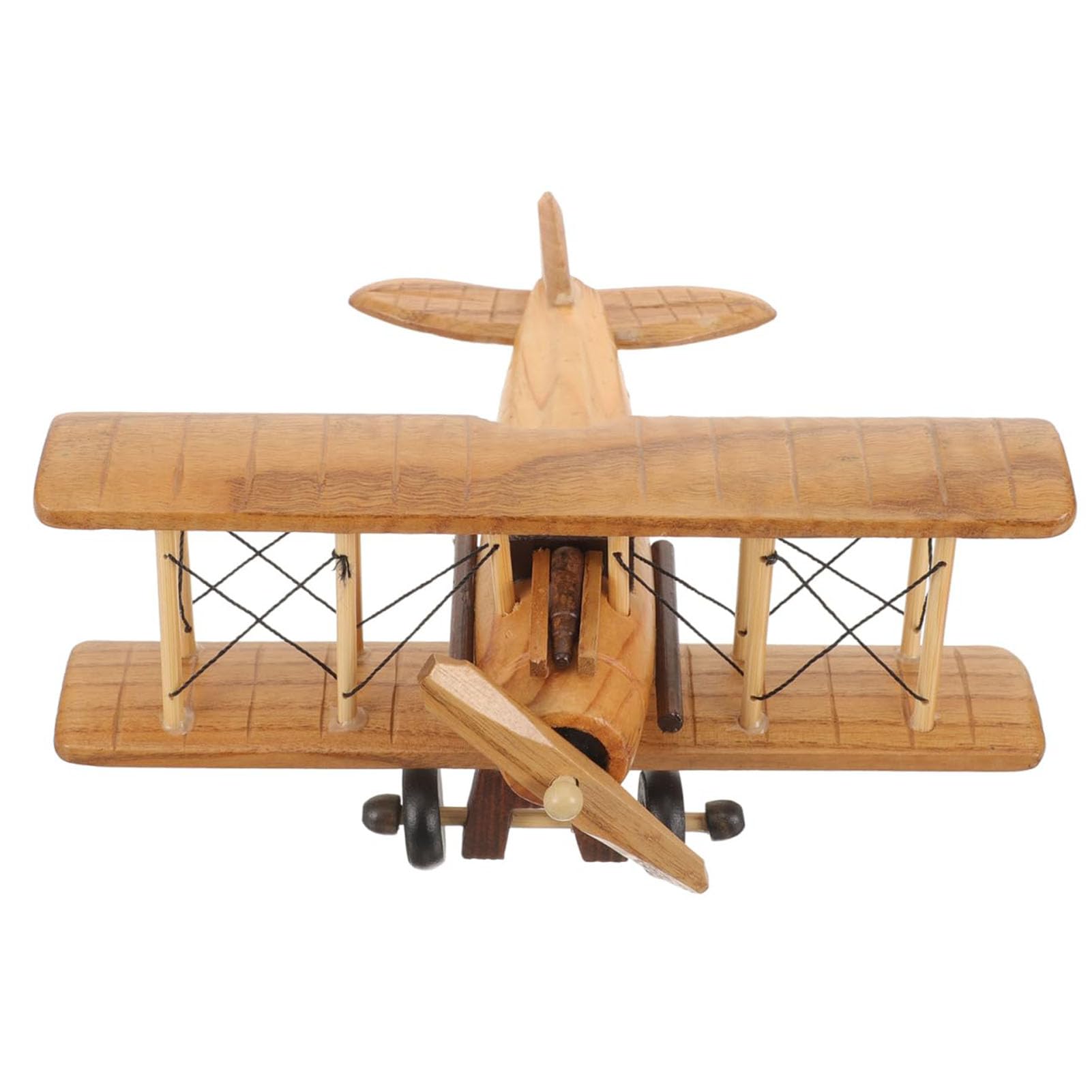 Wakects Vintage Wooden Airplane Model, Solid Wood Biplane Decor (Airplane)