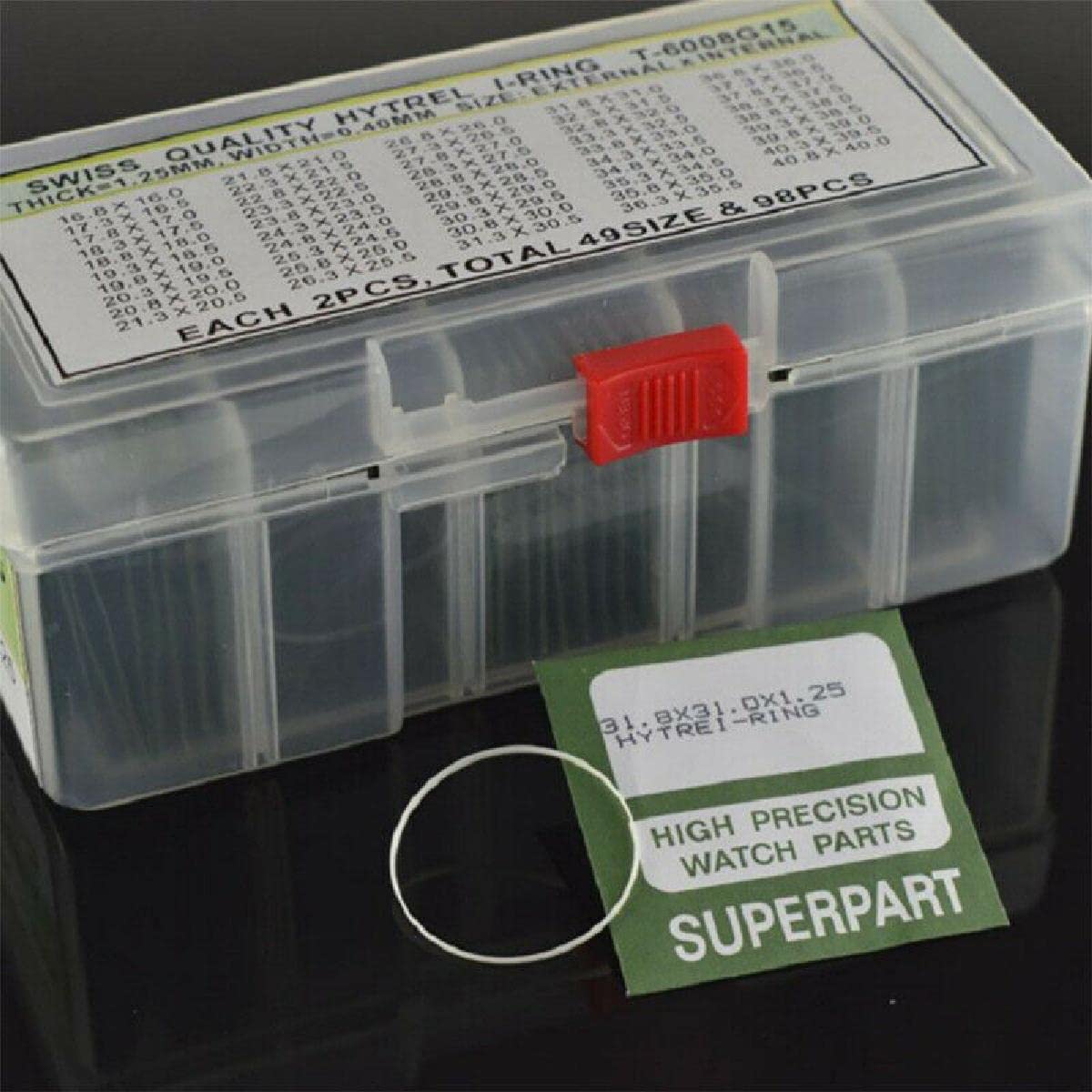 DAGIJIRD 1 Set Wasserdichter Gummi-O-Ring 1,5 mm Dicke Uhrglas Kristall Zubehör Uhr Reparatur Teil