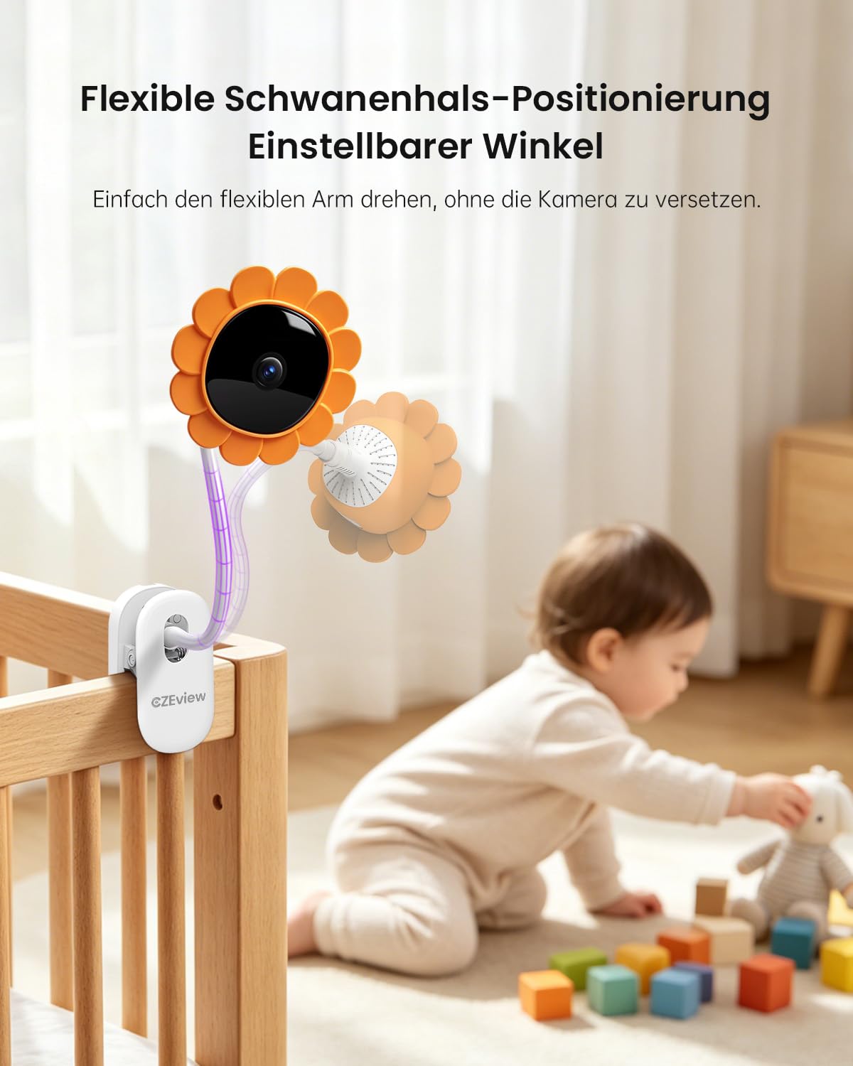 CZEview Babyphone con 2 cámaras y aplicación, Intercomunicador de bebé con Video de 5,5 Pulgadas con transmisión por móvil, visión Nocturna, Audio bidireccional, Detector de Movimiento