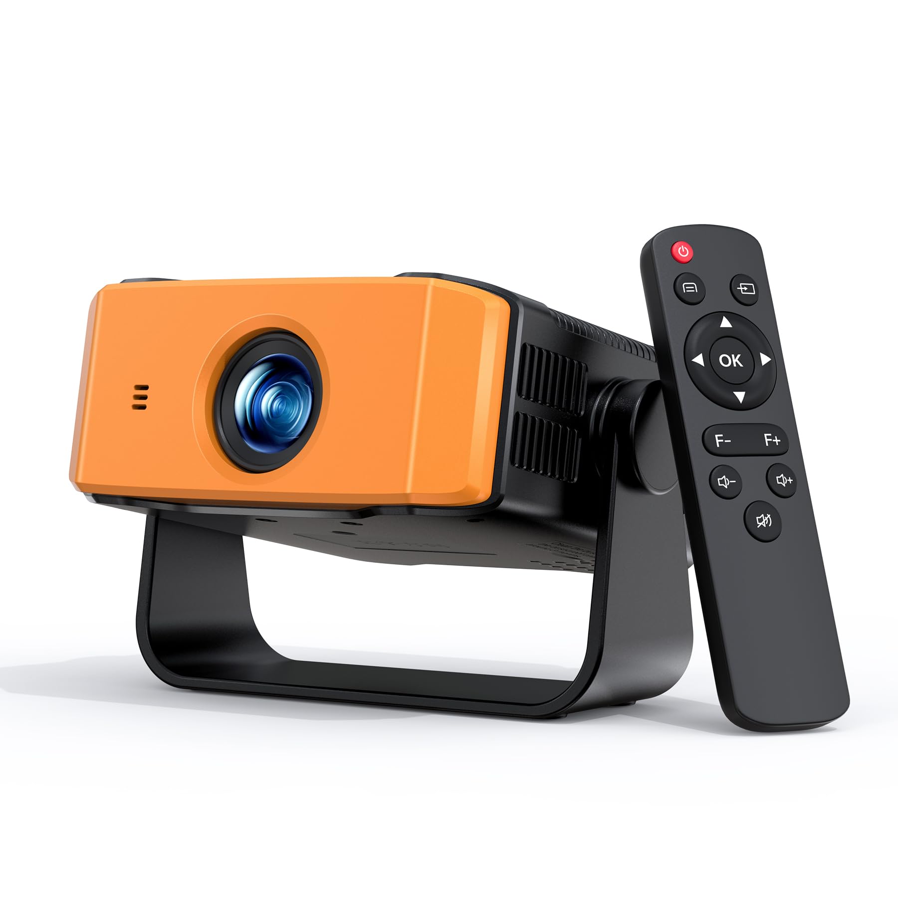 Projector with WiFi and Bluetooth, Auto Keystone, Remote, Focus HDMI USB Compatible with iOS/Android Phone, Laptop, TV Stick, PS5, Home Theater (Black-Yellow)