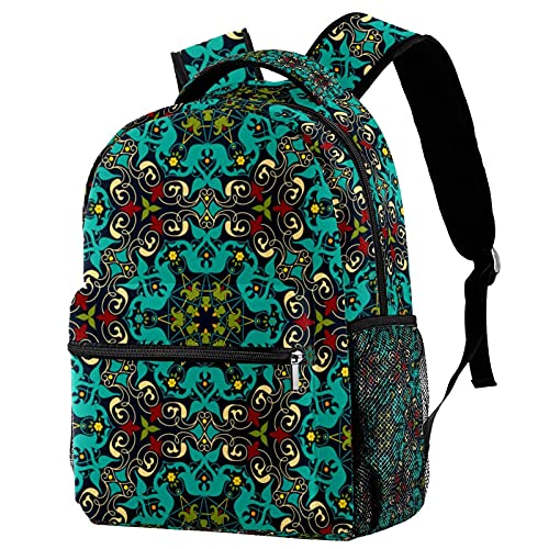 Sac à dos de voyage mandala vert pour les sorties scolaires et vacances