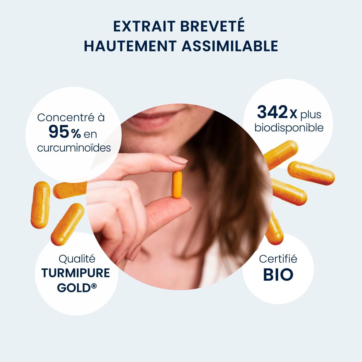 Curcumine BIO Optimisée qualité TurmiPure Gold® - 95% Curcuminoïdes - Articulations Circulation - 340 fois plus Biodisponible - 30 Gélules Vegan Fabriqué France - Dynveo
