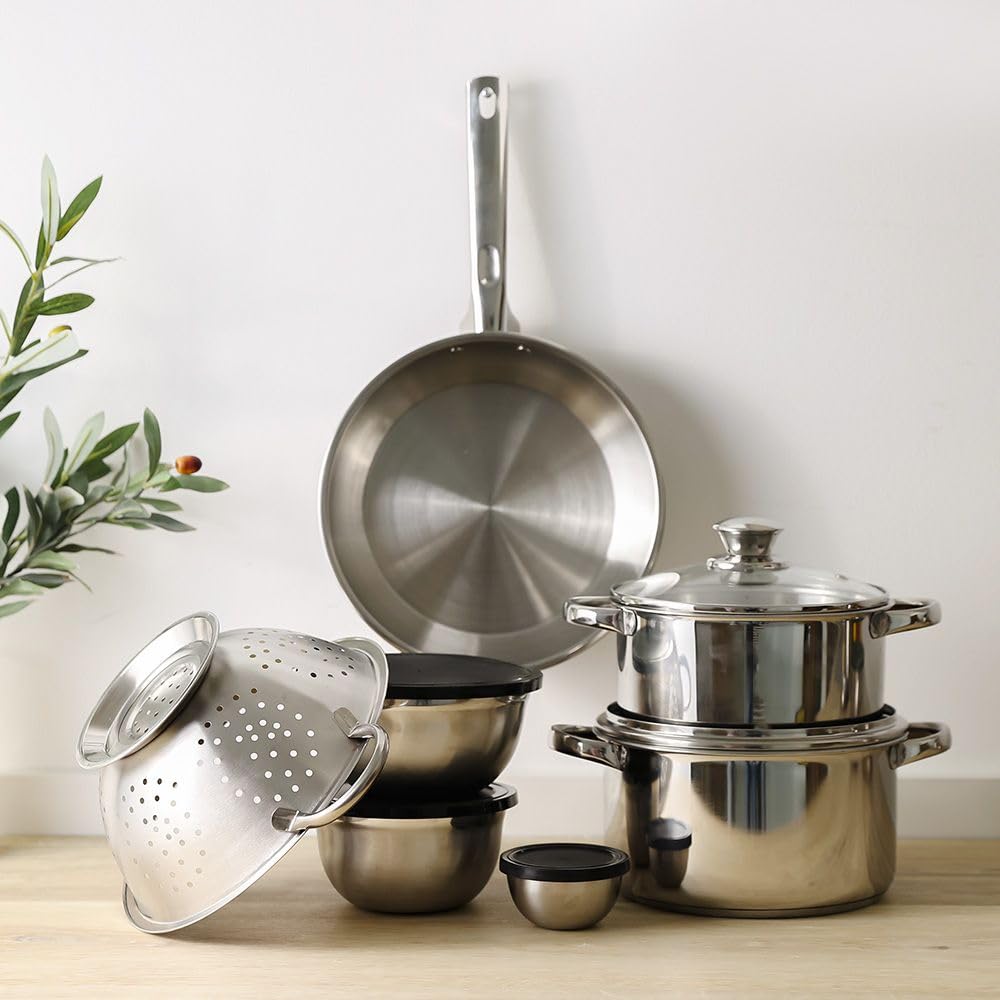 Danube Home Celina 22 -Piece Cookware Set Silver - 1.5 mm