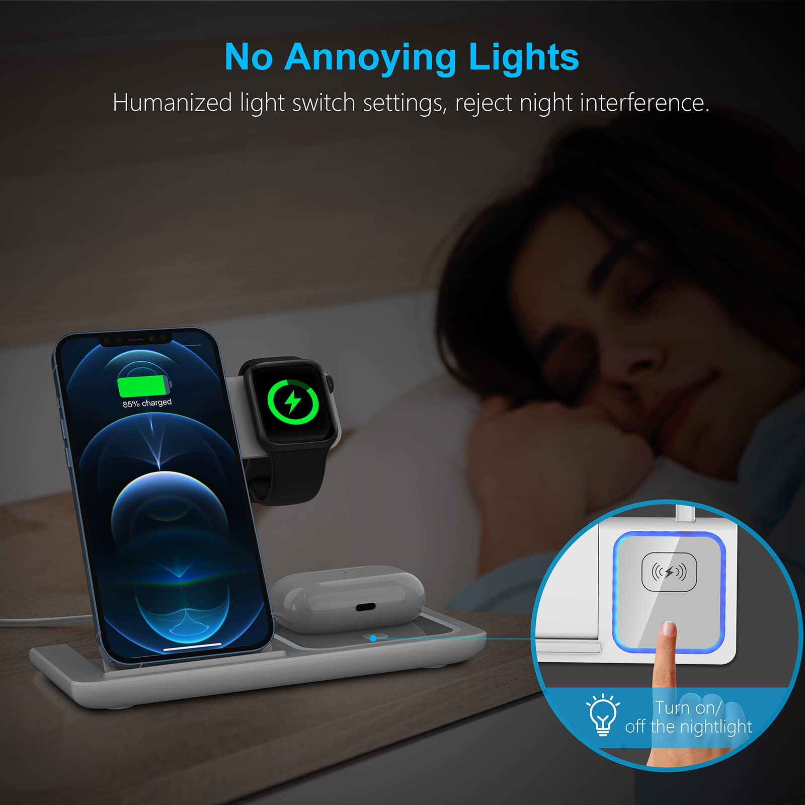 ZEBRE Chargeur à Induction 3 in 1 Chargeur sans Fil Compatible avec iphone 14 13 12 11 Pro Max/Plus/XR XS X Und iwatch Pliable Rapide Station De Recharge Charge Compatible avec Apple Watch/Airpods