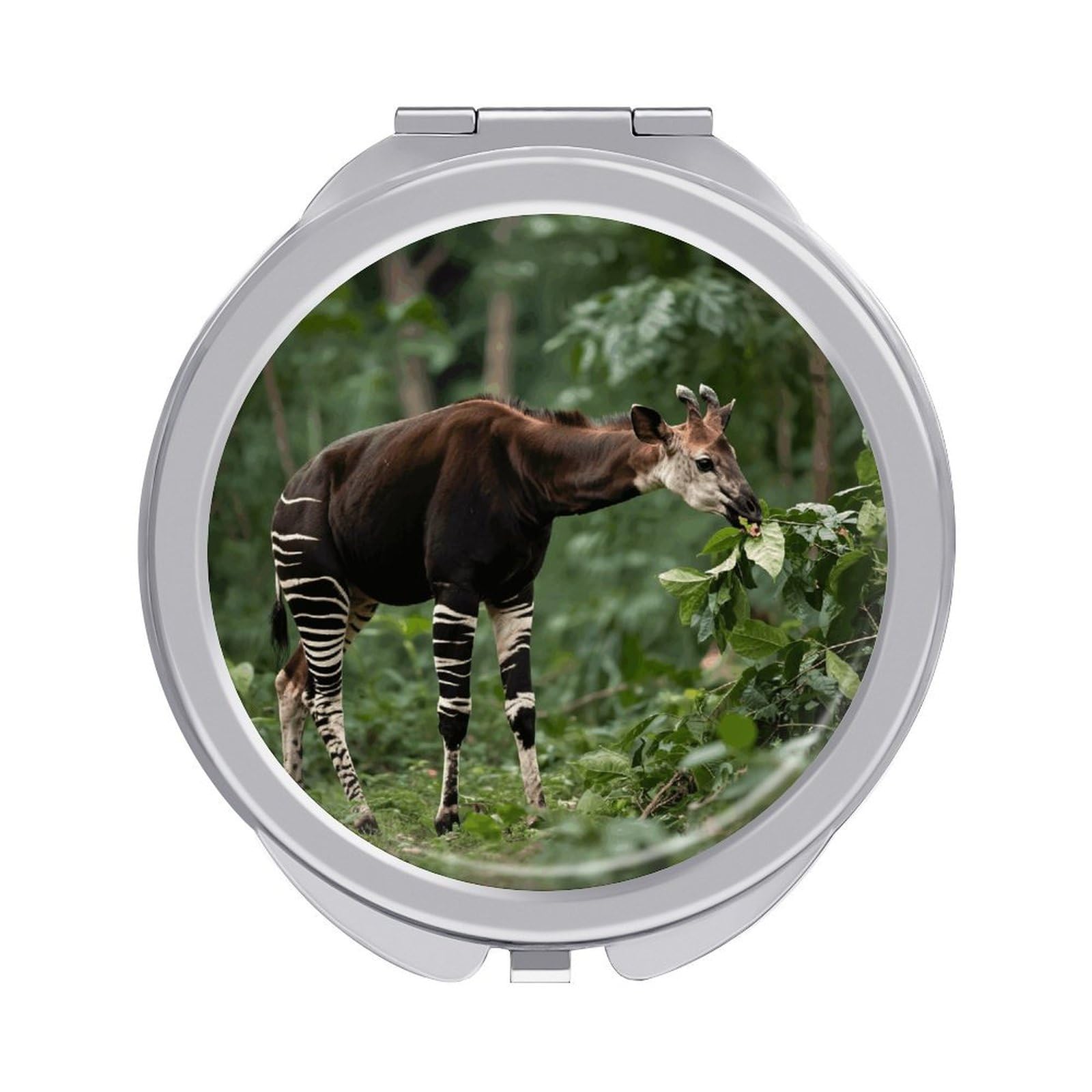 FodPand Compact Hand Mirror with 1x/2x Magnifying Round Travel Makeup Mirror Mini Foldable Narwhal Cosmetic Mirrors Travel Essentials Gift for Women Girl Portable for Pocket Purse -Silver