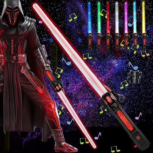 Sunshine smile Espada láser para niños, espada de luz de duelo, sable de luz de Star Wars, espada láser doble, sable de luz, sable de luz con luz y sonido, juguete para niños