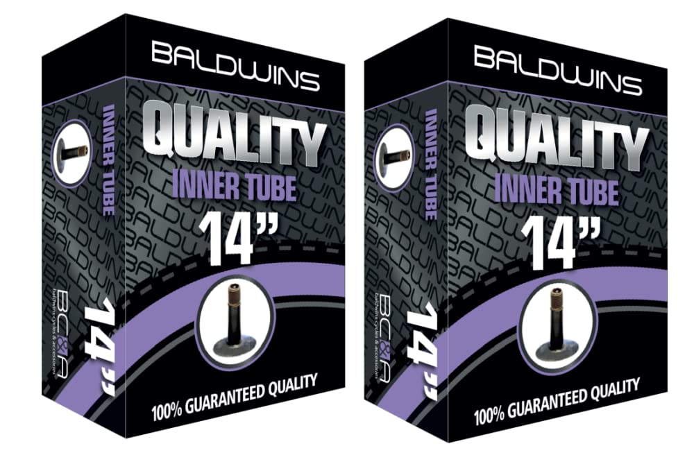 Baldwins Bike Inner Tube 14 x 1.75 to 2.25 Schrader Valve & BALDY'S TYRE LEVER (Pack of 2), Black, 14" x 1.75 to 2.25
