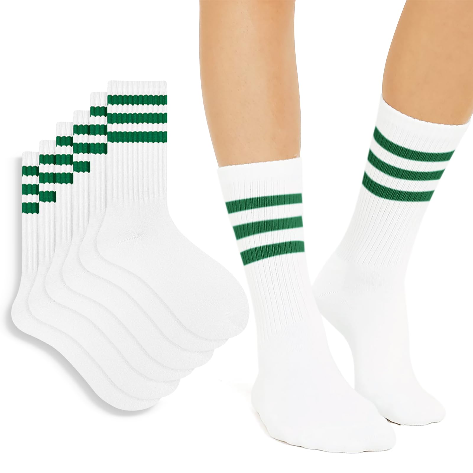 4 PAIRS Striped Crew Socks For Women Casual Cotton Novelty Retro Athltic Socks Unisex MultiColor