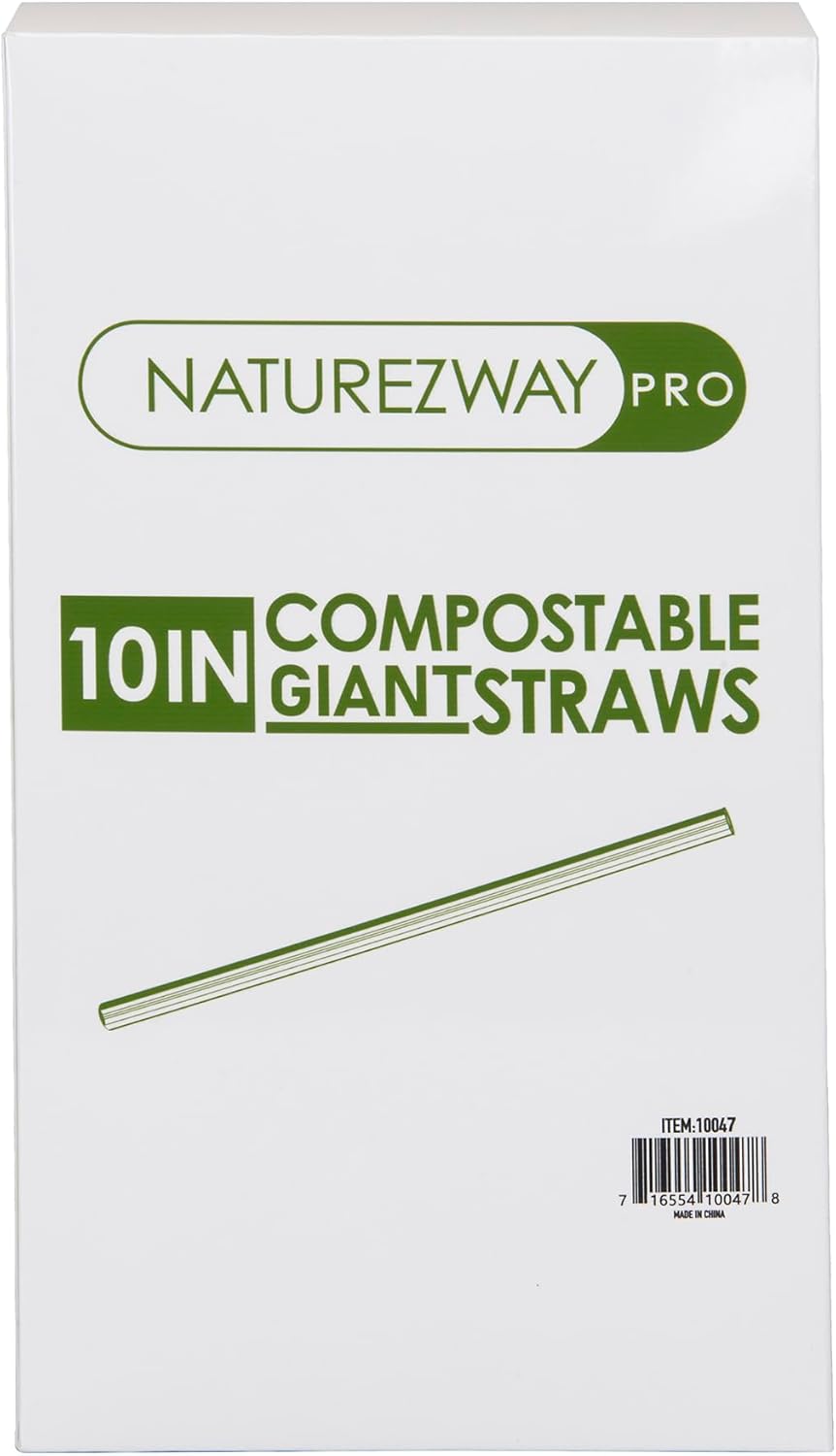 (3,000 Pack) Giant Straws (10.25") (Individually Wrapped) Restaurant Grade - Plant Based - Compostable - Eco-Friendly Sipping Solution for Bars & Restaurants