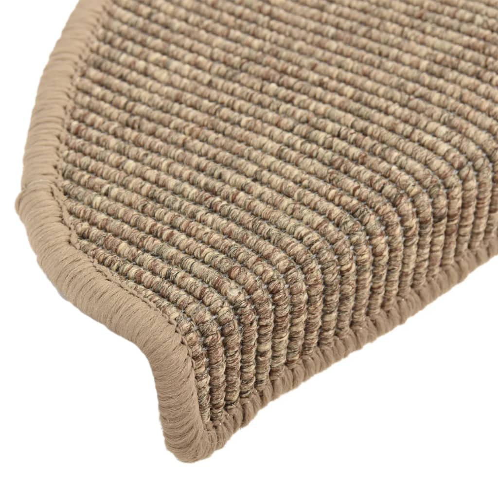 Stufenmatten 15 Stück 65x21x4 cm Dunkelbeige Halbrund Groß Treppenstufen Matten, Teppich Innen für Treppen, rutschfest Stufenmatten Treppenteppich