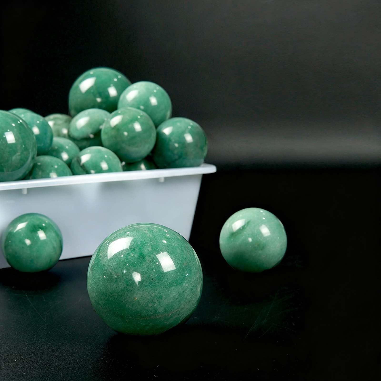 Bola de Cristal de aventurina Verde Natural con Soporte de Madera,