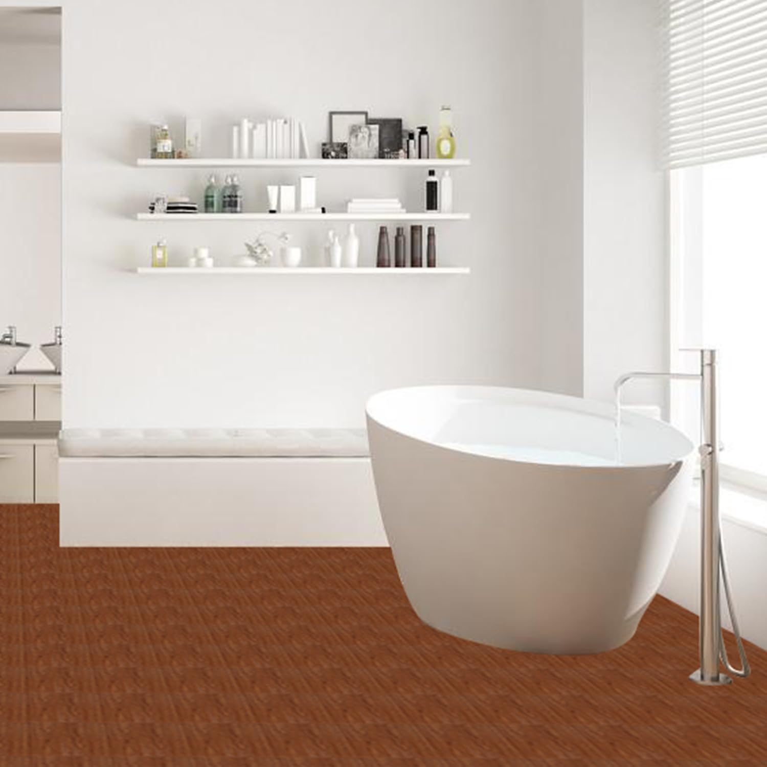 Pavimenti in PVC autoadesivi per pavimenti in vinile, ca. 6 m²/66 piastrelle, autoadesive, antiscivolo, impermeabili, per pavimenti in laminato per soggiorno, cucina, colore legno