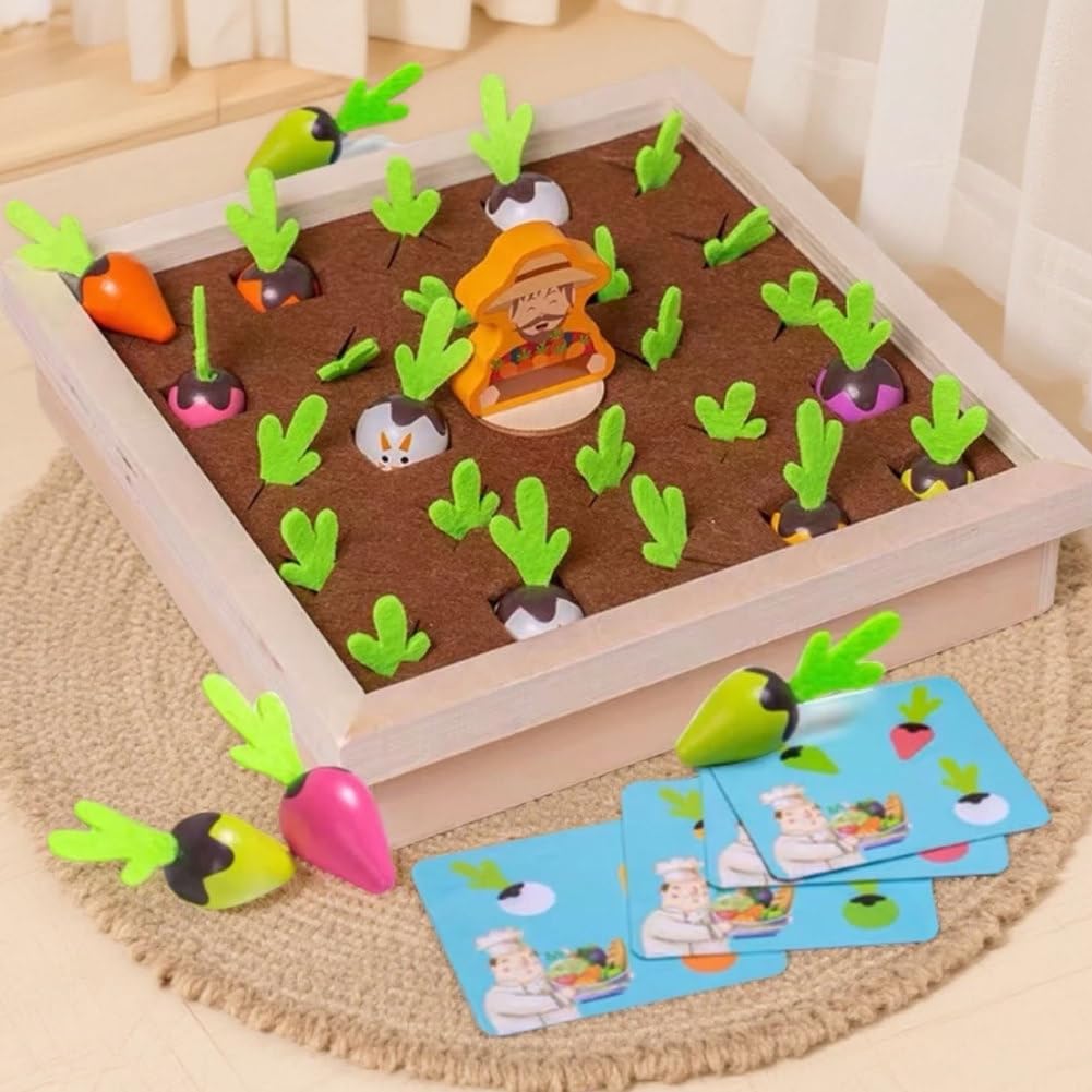 Jeu de mémoire et d'association des légumes en Bois Montessori