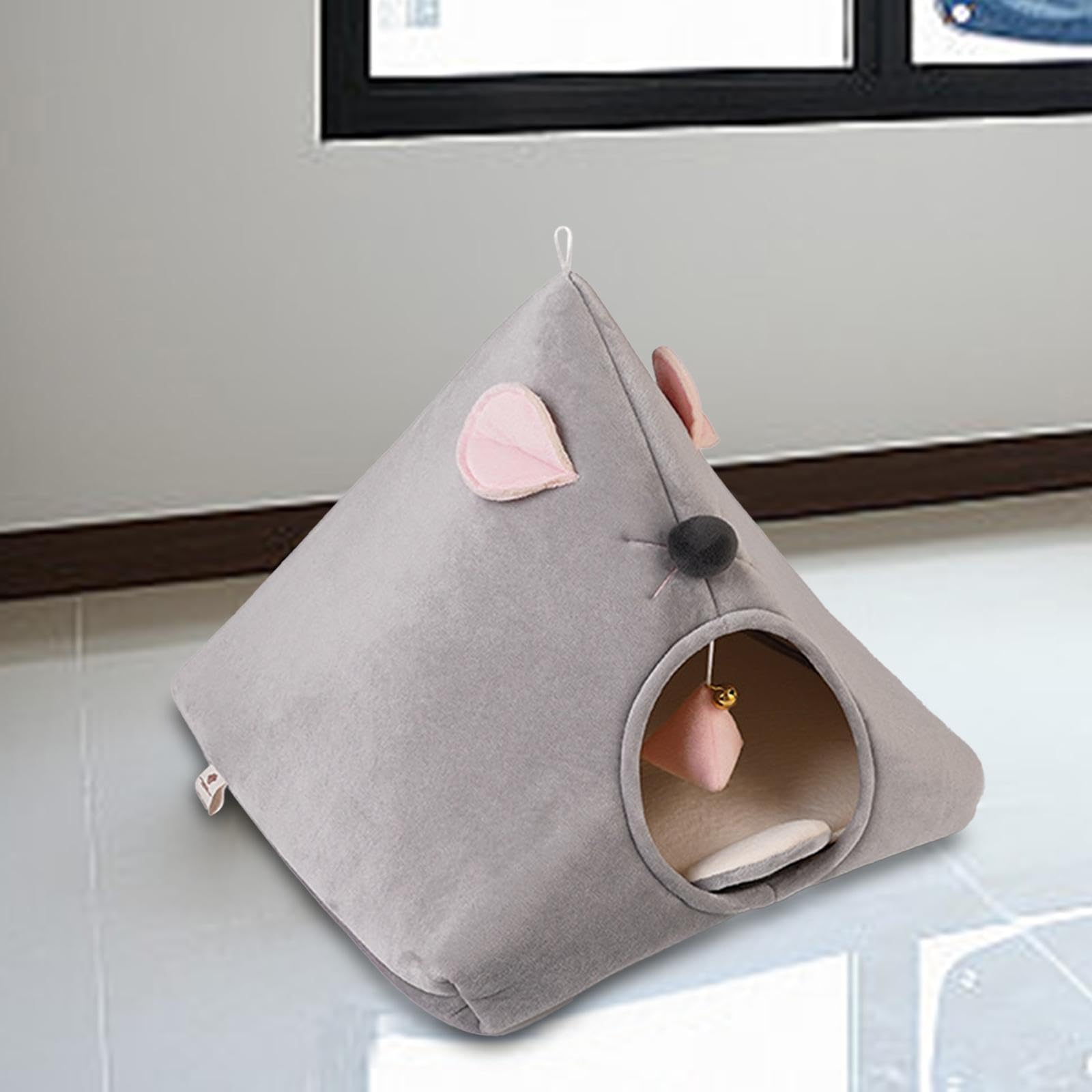 Nido Semicerrado para Gatos, Cama Cueva para Gatos, Adorno Suave Y Lavable para Dormir, Tienda de Campaña para Gatos, Casa para Mascotas, Cama, Gris