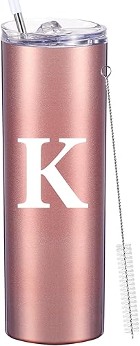 AMZUShome Vasos personalizados de 20 onzas con letra K delgada. Vasos personalizados con iniciales. Taza de café de viaje personalizada, con AMZUShome Vasos personalizados de 20 onzas con letra K delgada. Vasos personalizados con iniciales. Taza de café de viaje personalizada, con