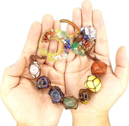 Miniatura 8 de Fmelut Árbol de la vida 7 piedras de chakras, atrapasueños, cristales curativos, regalos de decoración de habitación de bruja Feng Shui para