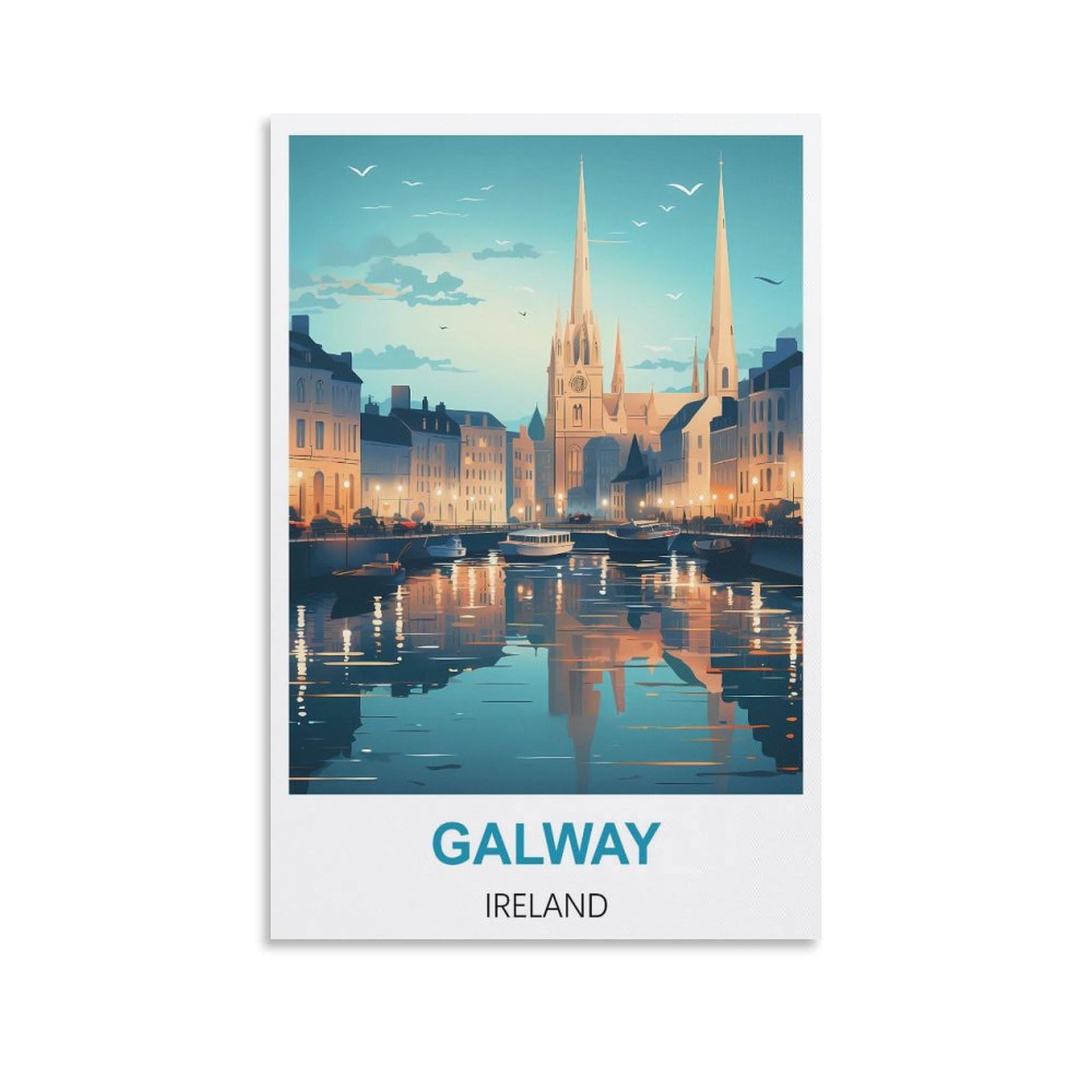 EZMLFA 5D Diamond Art Kits for Beginner,Galway Ireland,Diamond Picture Art for Beginner, DIY Gem Cross Stitch Creative Gift Home Wall Decor 30x40cm