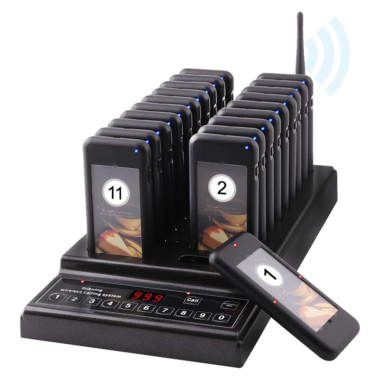 Sistema Di Chiamata Wireless 20 Canali Per Ristoranti – Cercapersone Con Vibrazione, Raggio 1km, Batteria Ricaricabile