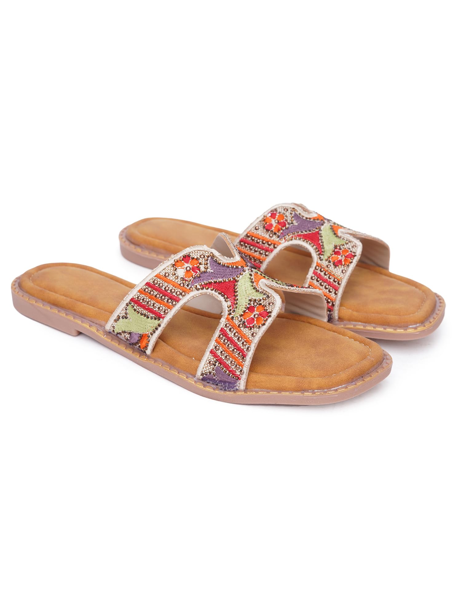 tryme Elegant Slide Flat Sandals for women & Girls | Cushioned Slip-On Open Toe Comfort Flats for Office Casual Ethnic Daily Wear-picture-10