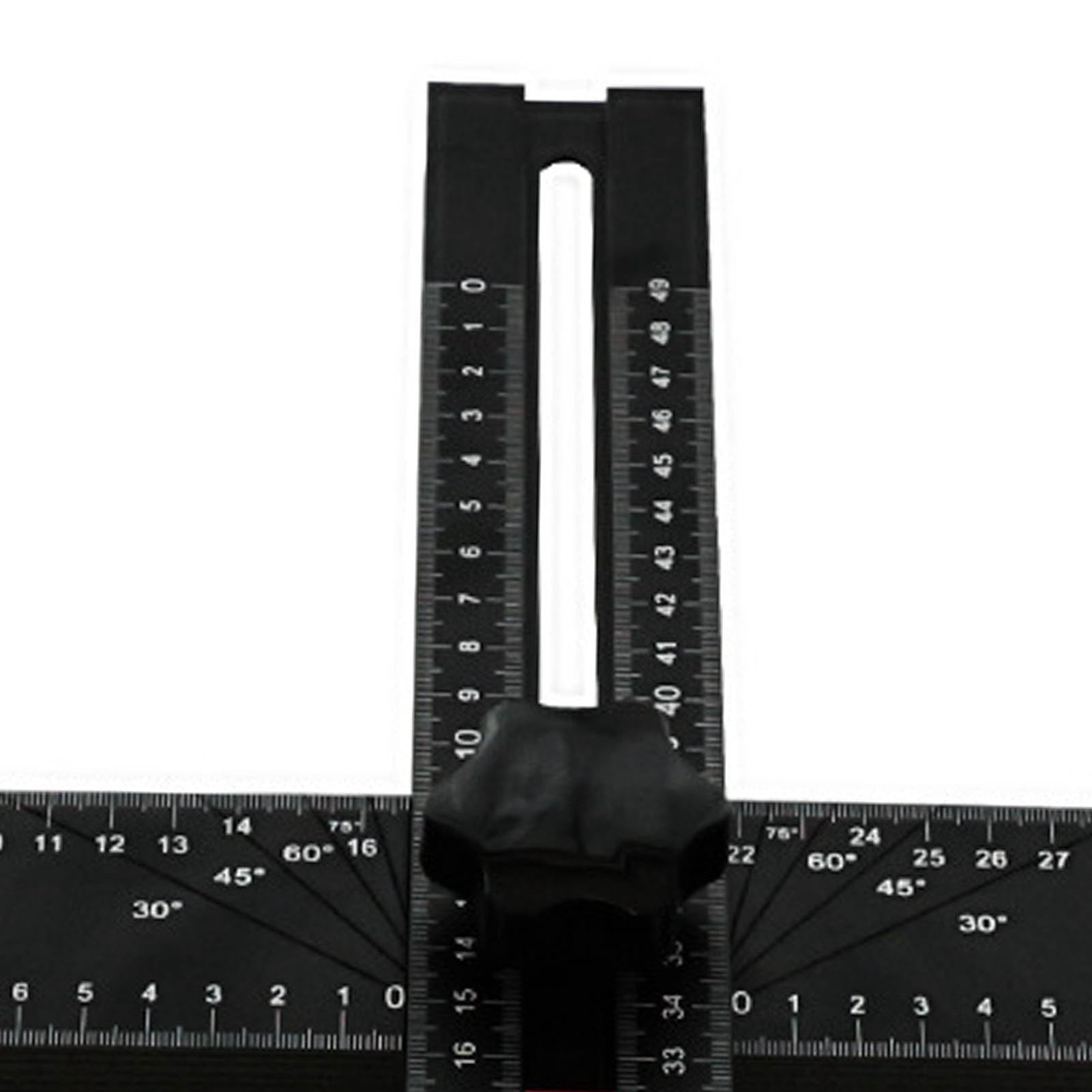 Équerre en Alliage d'Aluminium 54cm avec Niveau à Bulle, Outil de Mesure Multi - Angles pour Menuiserie, Règle Combinée Réglable pour Marquage 45 et 90 Degrés, Réglage par Bouton A