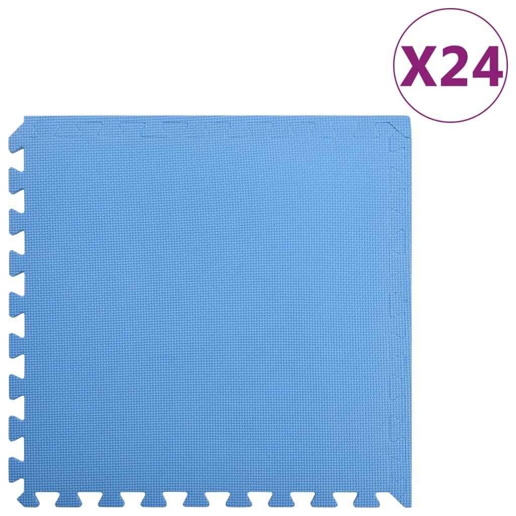 EVA Puzzle-Matten 24 Stück 8,64 m² Bodenmatten Blau, Bodenmatte für Fitnessraum und Kinderspielzimmer, Rutschfeste Schaumstoffmatten 60x60cm