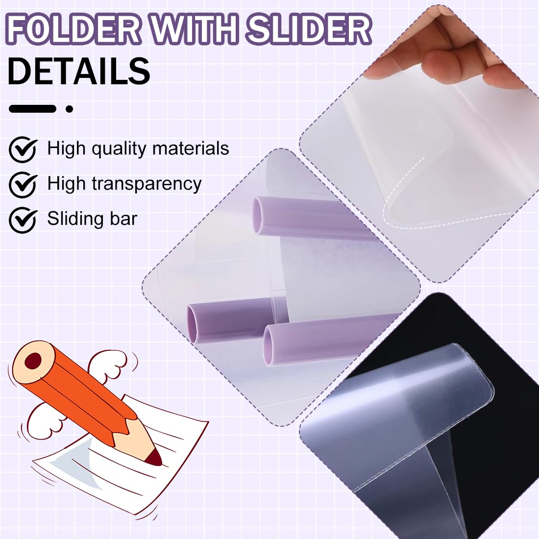 QSLKI 10 Feuilles Transparent Dossier Du Fichier Avec Reliure Barre Coulissante, Clair Chemise De Couvertures Rapports