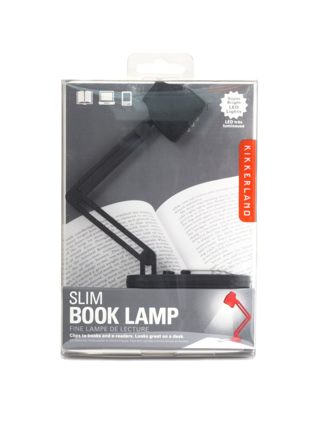 Kikkerland Slim Book Lamp, Black