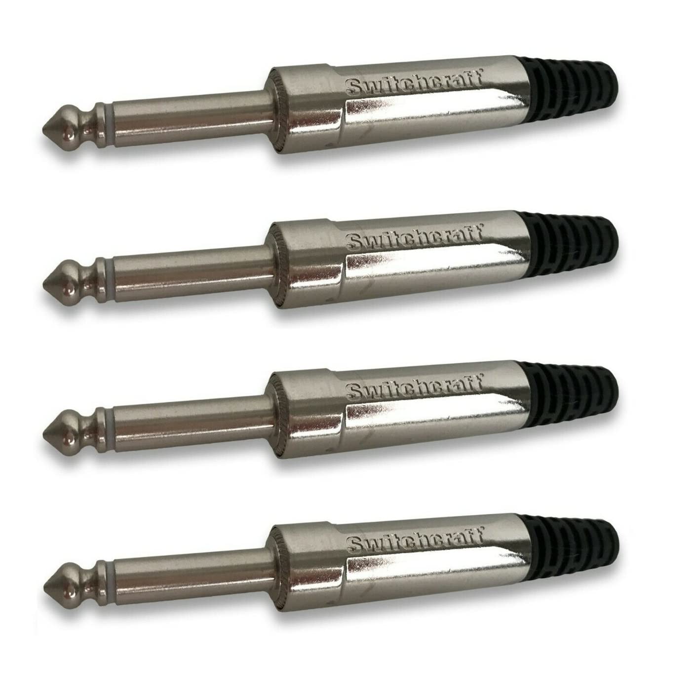 (4 Pack) Switchcraft 280F 1/4 inch 2 Conductor TS Plug with Rubber Flex Relief