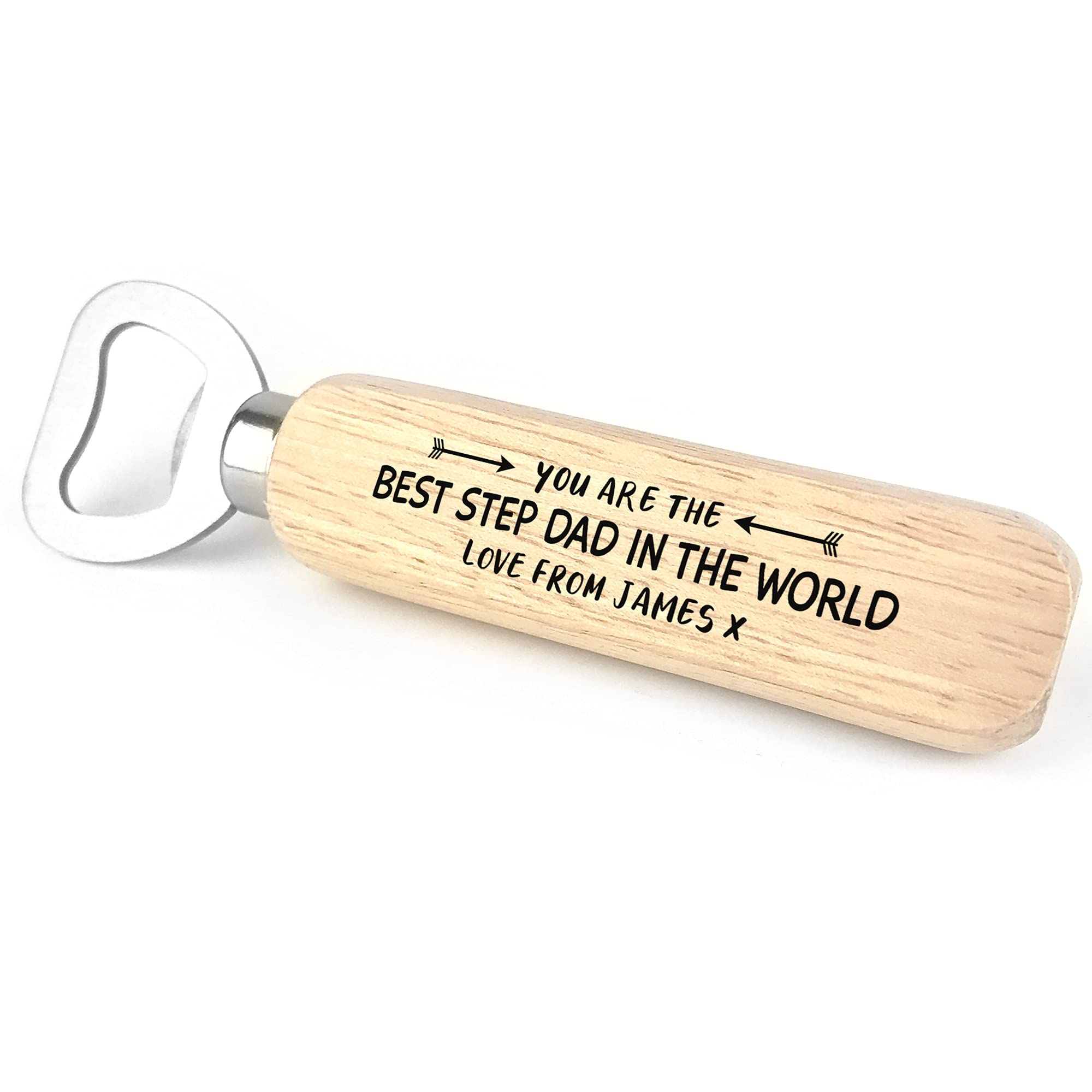 Personalised Step Dad Gift for Birthday Christmas Wooden Bottle Opener Daughter Son Gift