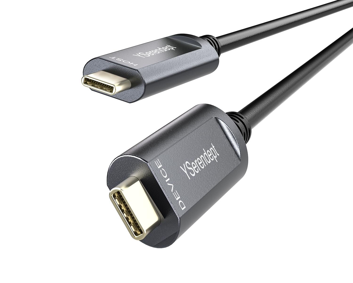 YSerendept USB C Cable 50ft Fiber Optic,10Gbps Active Optical High Speed USB 3.2 Gen2 Type C Cable,Compatible with Logitech Cameras,Webcams,Hubs,HDDs,