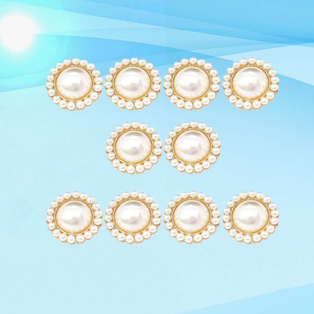 Kisangel 10pcs Flower Shaped Buttons Round Pearl Fastener for Clothing Accessories, Alloy Clothes Buckles, Elegant Decoration for Sewing Projects and DIY Artwork image 3