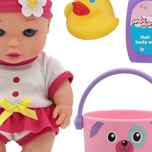 Miniatura 6 de New Adventures Magic Nursery: Love Buckets - Juego de muñecas de bebé de 8 pulgadas, juego de baño para niños mayores de 2 años