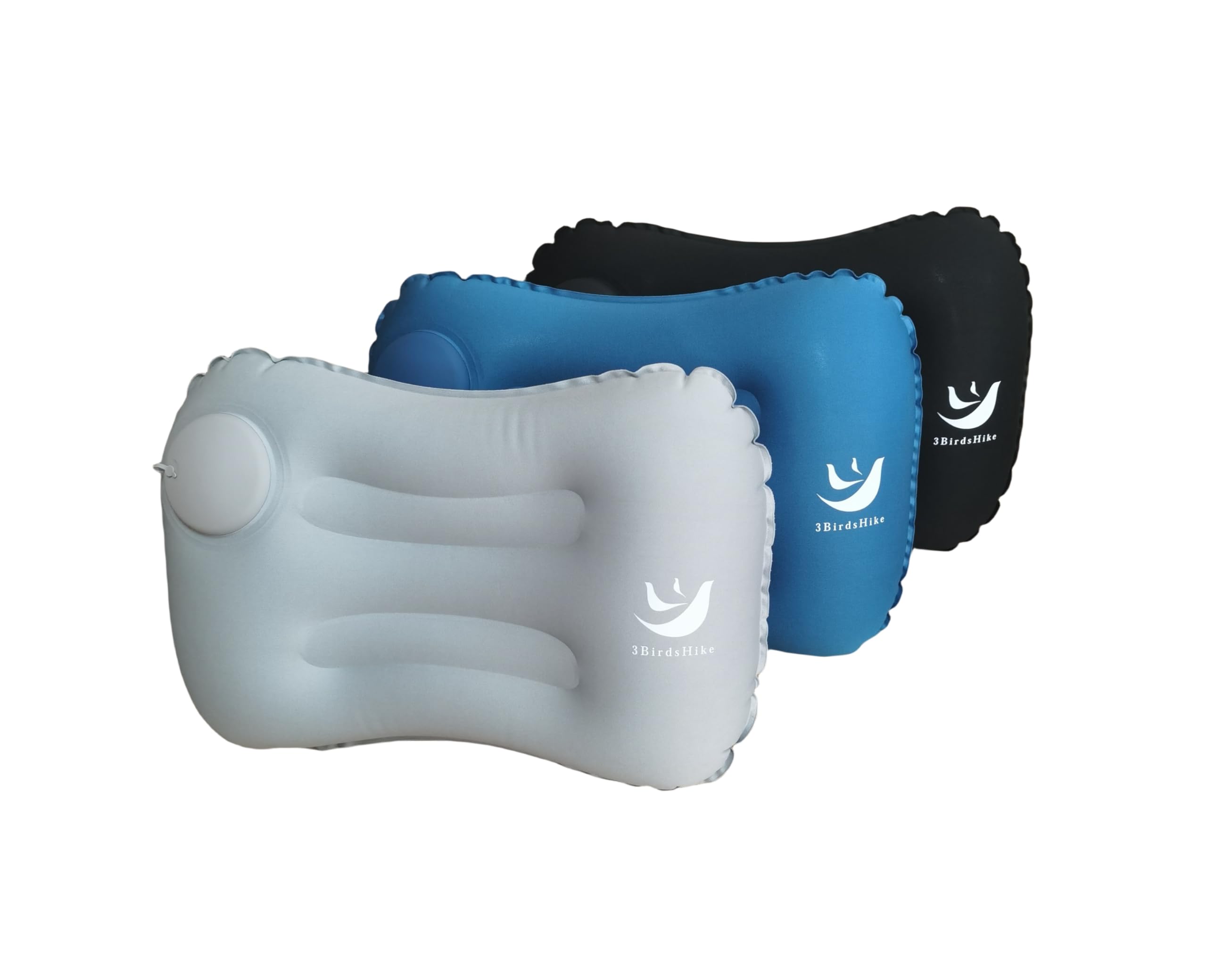 Paquete de 2 almohadas inflables para camping, almohada de aire inflable para soporte lumbar y cuello, diseño de presión para inflar, almohadas de viaje para camping, senderismo y