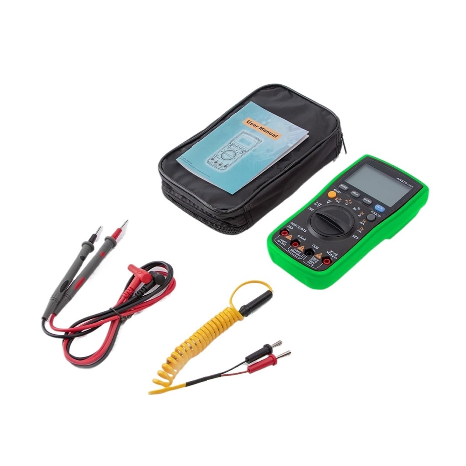 Multimetr Cyfrowy AN870 19999 Zlicza True Rms Multimetry Tester Próbnik Elektroniczny Profesjonalny Miernik Pojemności Dokładny Pomiar(Green Standard)
