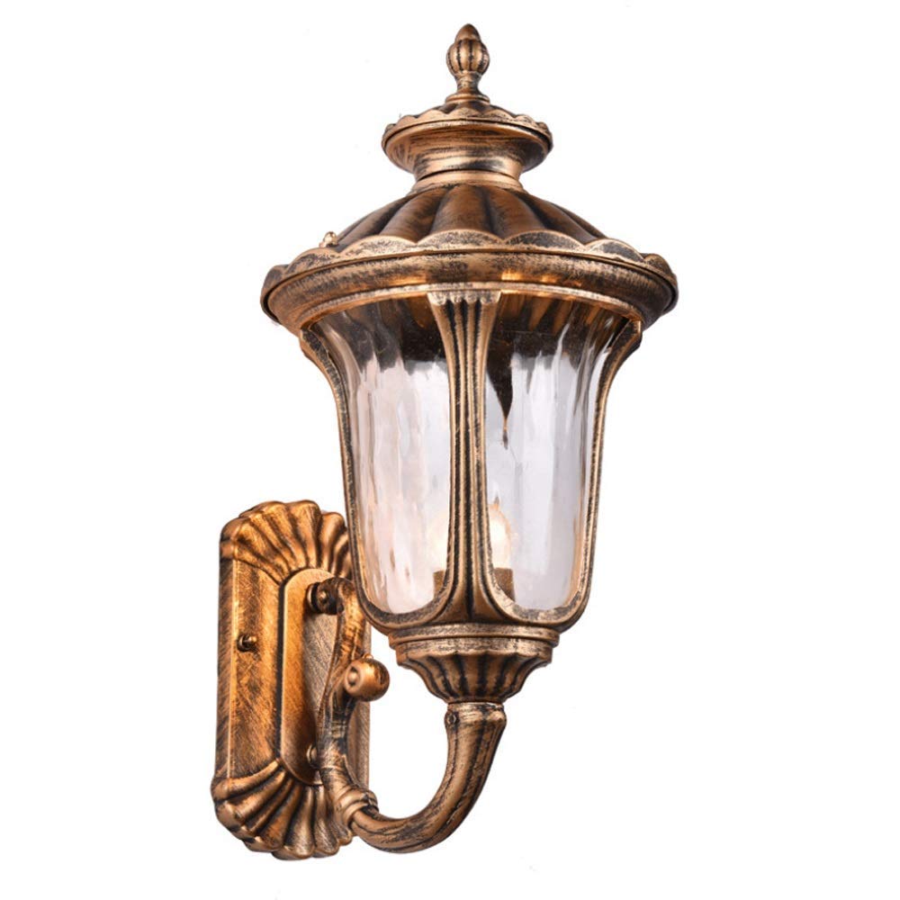 HXYSXHJUO American Creativity Simple Waterproof Exterior Wall Light Oil Rubbing Bronze Transparent Glass Lantern Gooseneck Lamp Villa Decoration Bedroom Bedside Porch Sconce