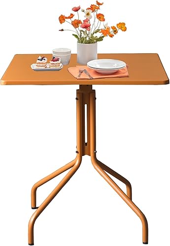 Miniatura 4 de Mesa auxiliar cuadrada de metal para exteriores, de 27.5 pulgadas, para patio, césped, balcón, piscina o jardín, color naranja