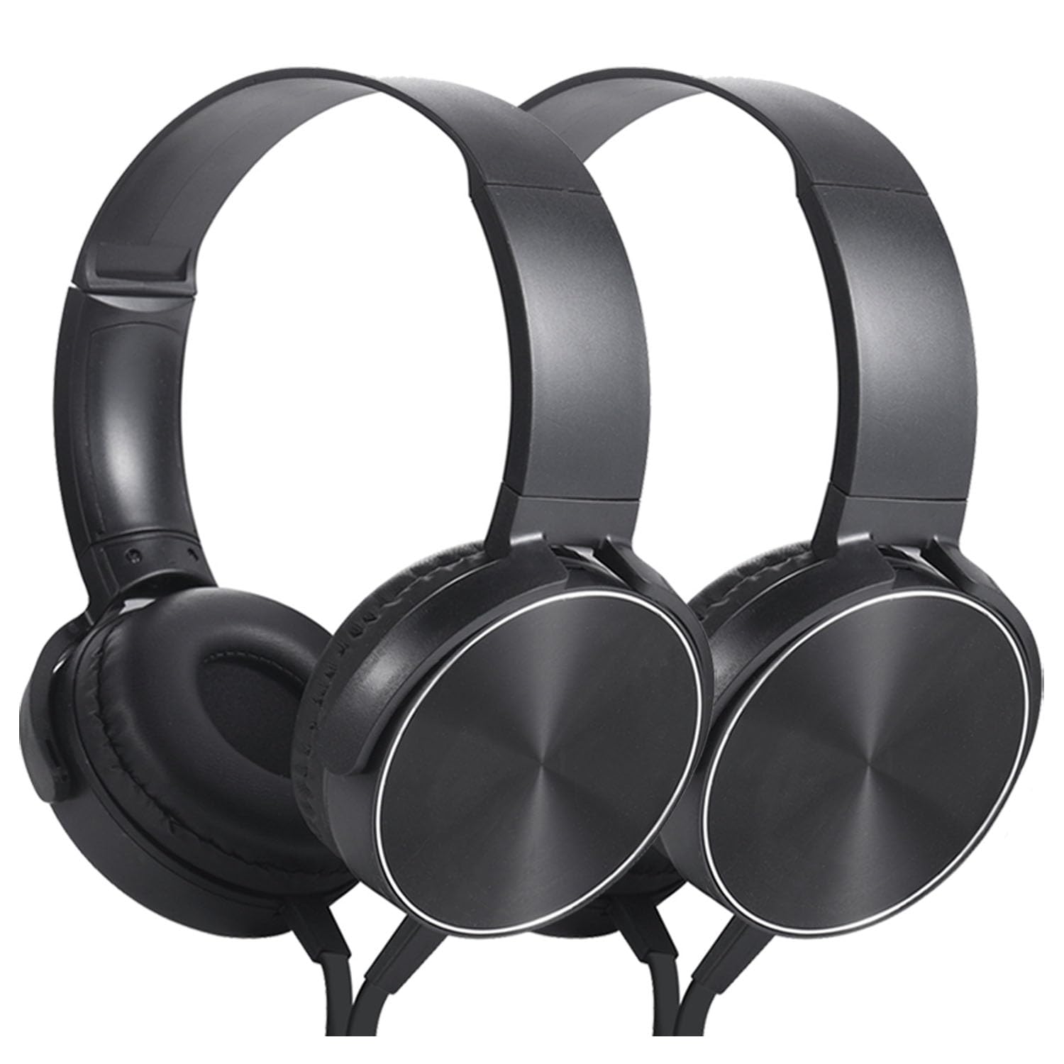 Wensdo Kids Headphones 2 Pack for School Classroom Students Teens Children Toddler Boys Girls and Adult (HY450, 2 Black)