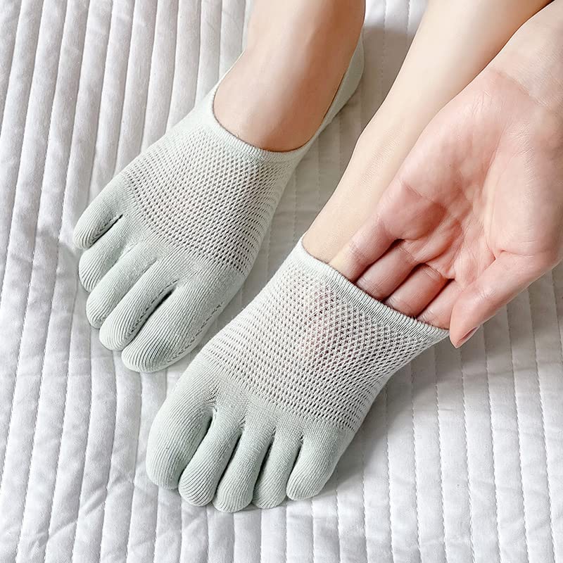 3 Paia di Calzini da Donna a Cinque Dita Calzini Invisibili Traspiranti in Maglia di Calzini da Barca in Cotone Moda Primavera Estate (Color : 3 Pairs Yellow, Size : EU 34-39)