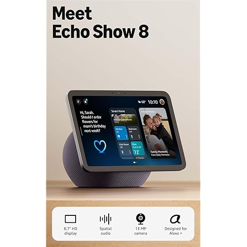 Amazon Echo Show 8 (newest model), Vibrant HD 8.7" display with spatial audio, Designed for Alexa+, Graphite