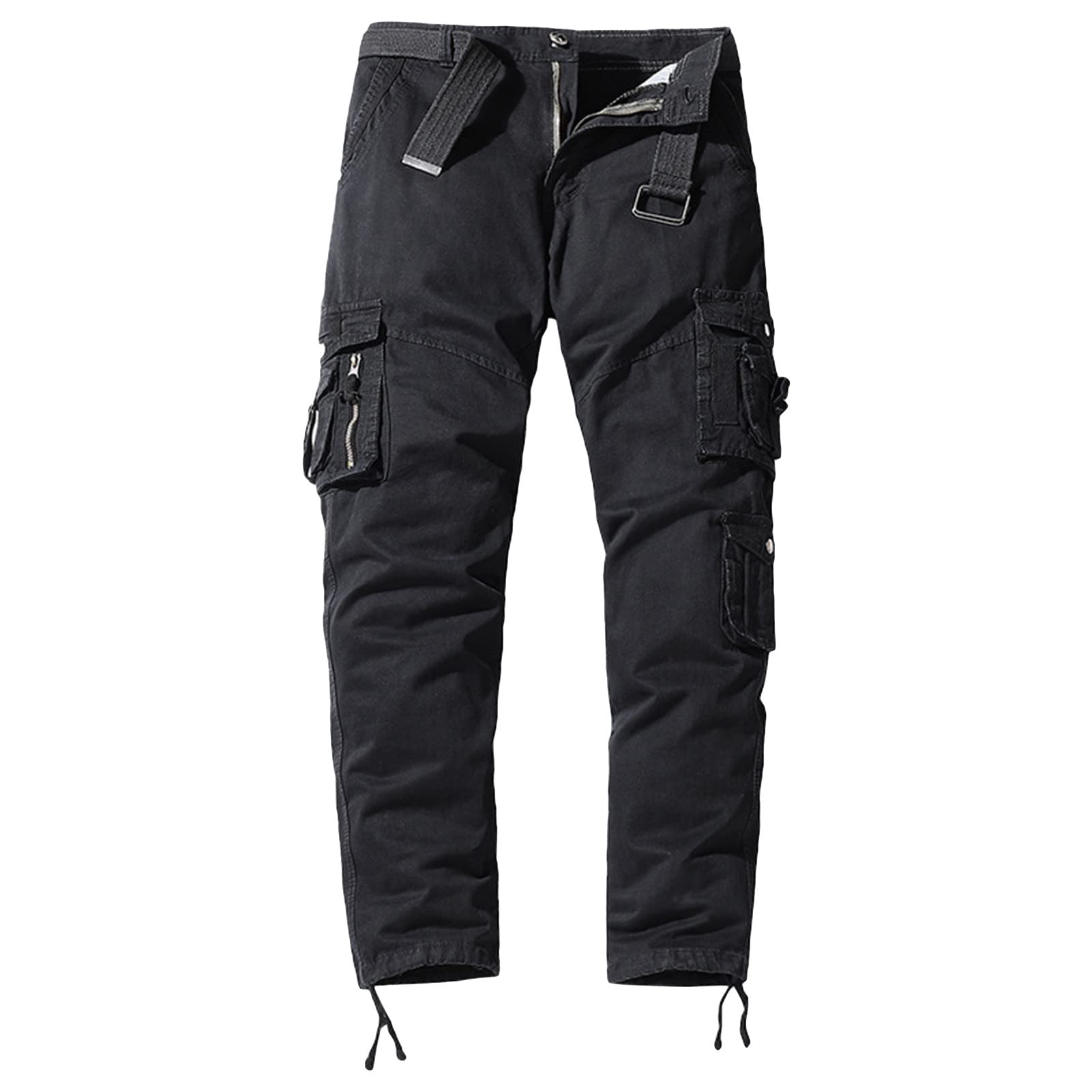 Maiyifu-GJ Men's Casual Outdoor Cargo Pants Relaxed Fit Solid Military Army Pants Multi Pocket Tactical Hiking Trousers (Black,32)