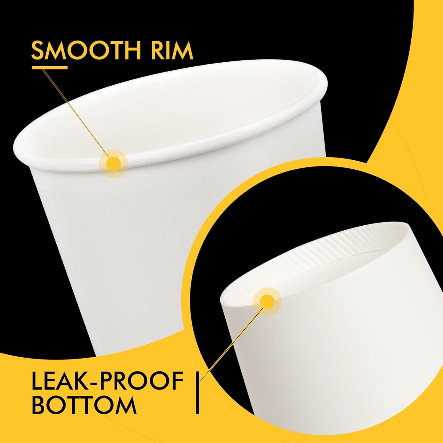 RACETOP [100 pack] Disposable Coffee Cups with Lids 12 oz, Hot Paper Cups with Lids, To Go Cup with Lid - Image 3