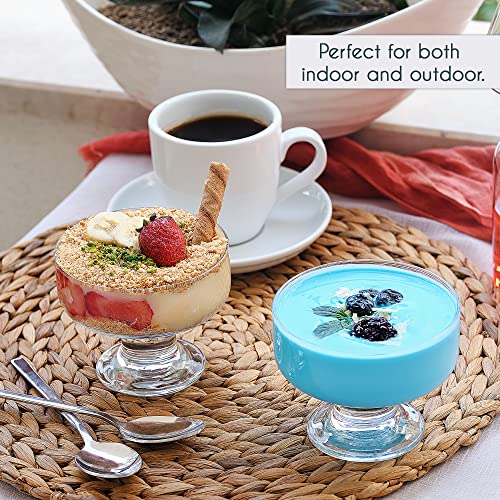 Crystalia Glass Ice Cream Bowl Set, Small Glass Dessert Cups For Trifle Parfait Sundae And Nuts, Lead-Free Footed Dessert Cups, Clear Glass Fruit Parfait Cups, Set Of 4 (Rounded) #TOP3